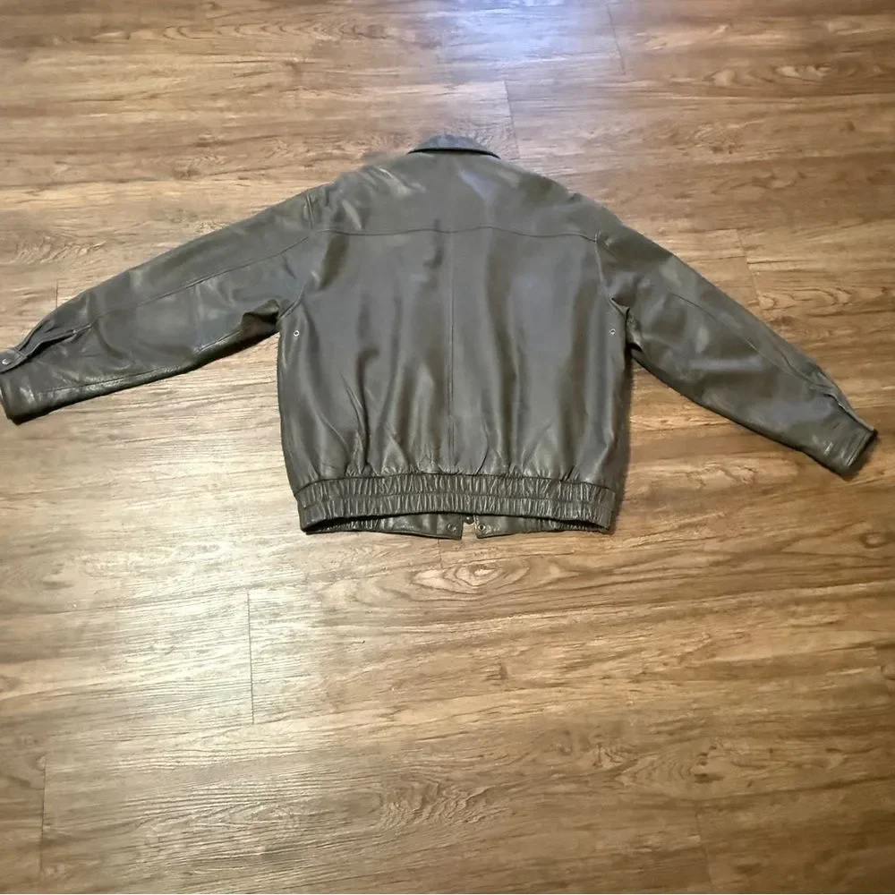 Vintage G-III Zip Up Leather Authentic Bomber Jacket Brown Size Medium